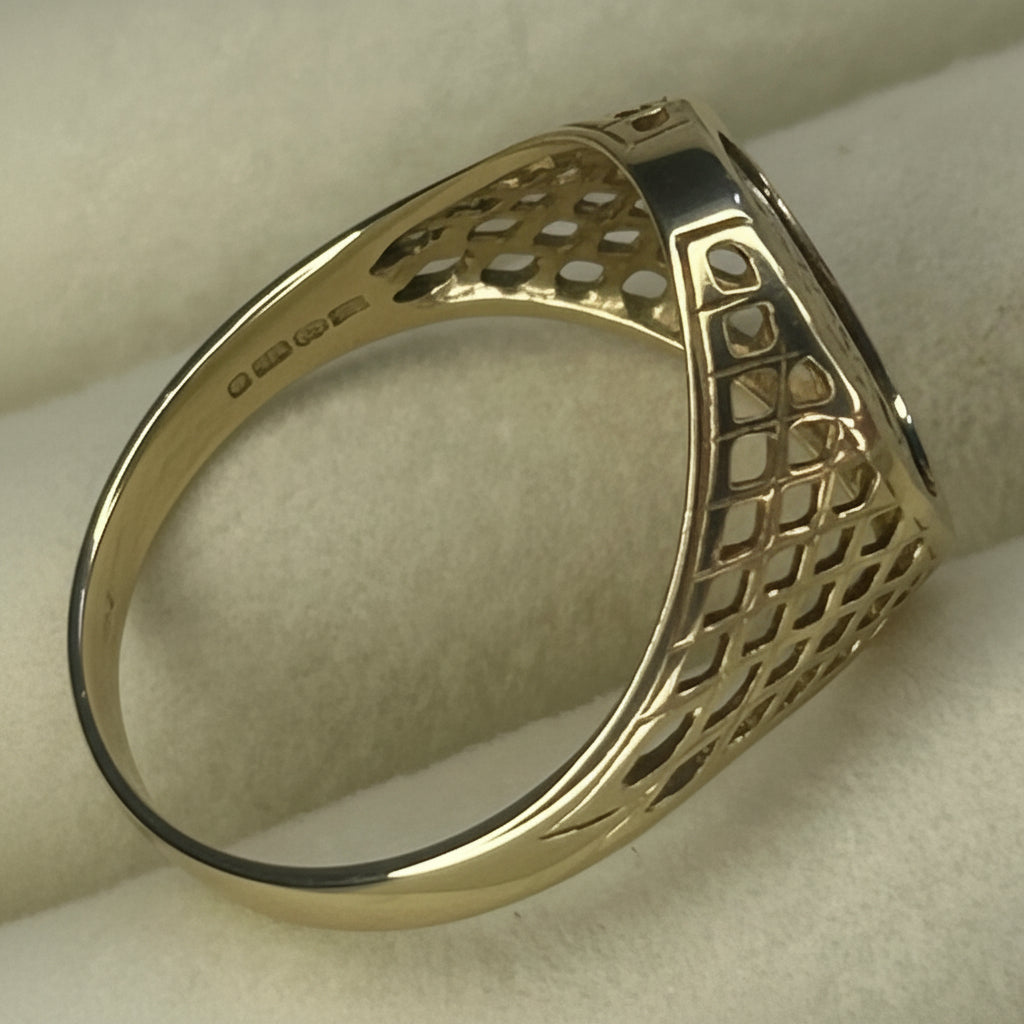 9ct Solid Gold St. George Coin Signet Ring