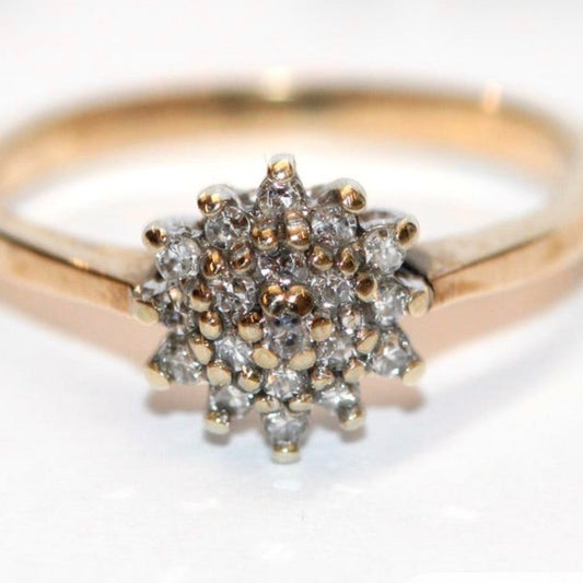9ct Yellow Gold Diamond Cluster Ring